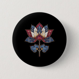 Chapa Redonda De 5 Cm Flor de Loto Vintage Japonés Zen Budista Budismo