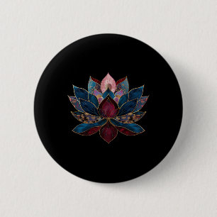 Chapa Redonda De 5 Cm Flor de Loto Vintage Zen Budismo Japonés Yoga 