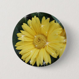 Chapa Redonda De 5 Cm flor de margarita de gerbera amarilla con estrella