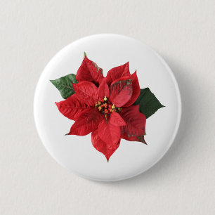 Chapa Redonda De 5 Cm Flor de Pascua Roja de Navidad