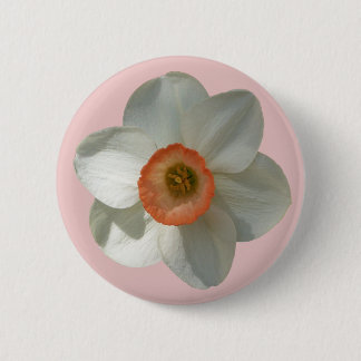 Chapa Redonda De 5 Cm Flor de primavera rosada de Daffodil