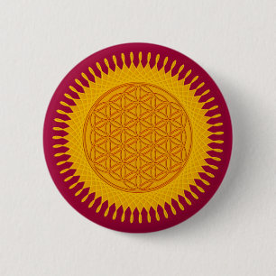Chapa Redonda De 5 Cm Flor de vida - amarillo soleado