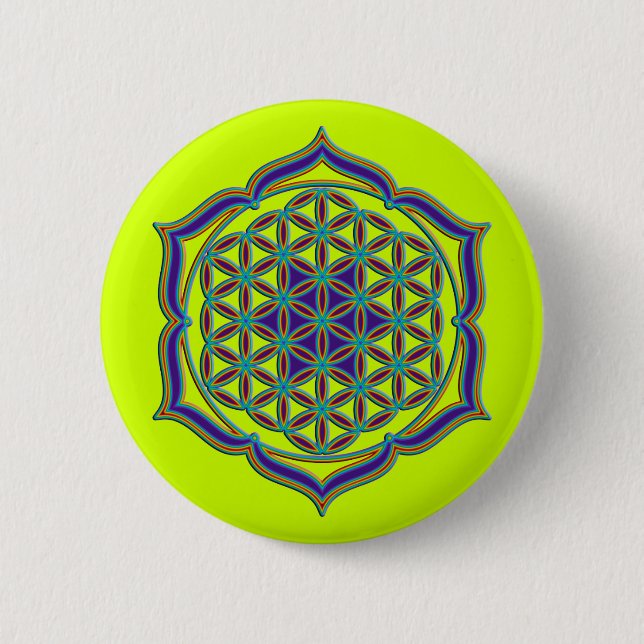 Chapa Redonda De 5 Cm Flor de vida / Blume des Lebens - Lotus Contour (Anverso)