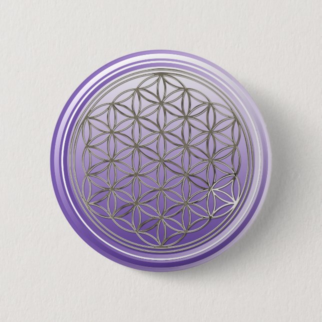 Chapa Redonda De 5 Cm Flor de vida / Blume des Lebens - Violeta SILVER (Anverso)