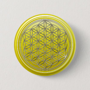 Chapa Redonda De 5 Cm Flor de vida / Blume des Lebes - amarillo PLATA