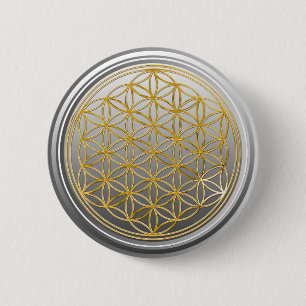 Chapa Redonda De 5 Cm Flor de vida / Blume des Lebes - gris ORO