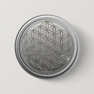 Chapa Redonda De 5 Cm Flor de vida / Blume des Lebes - gris PLATA