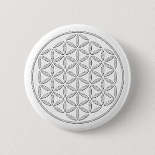 Chapa Redonda De 5 Cm Flor de vida / Blume des Lebes - sello blanco