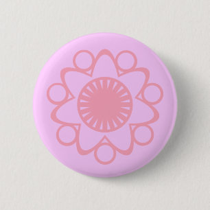 Chapa Redonda De 5 Cm Flor de vida botón, rosa