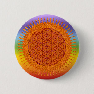Chapa Redonda De 5 Cm Flor De Vida / diseño soleado
