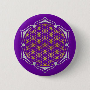 Chapa Redonda De 5 Cm Flor de vida - plata de oro de Lotus