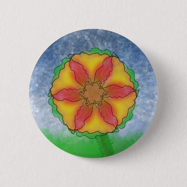 Chapa Redonda De 5 Cm Flor extraña (Anverso)