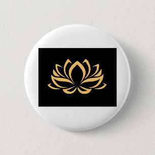 Chapa Redonda De 5 Cm Flor Gold Golden Lotus