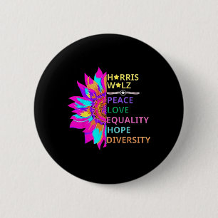 Chapa Redonda De 5 Cm Flor Harris Wheimer 2024 Peace Love Equality Hop