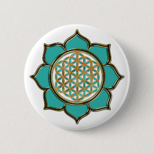 Chapa Redonda De 5 Cm Flor la vida Lotus - türkis/transparentemente