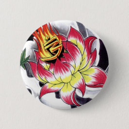 Chapa Redonda De 5 Cm Flor Lotus al estilo de los tatuajes japoneses