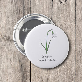 Chapa Redonda De 5 Cm Flor Pastel de Snowdrop Botánica