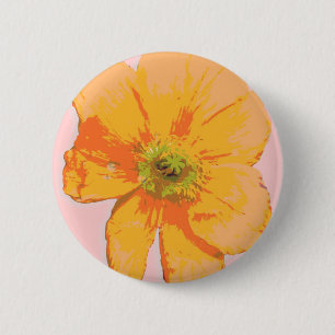 Chapa Redonda De 5 Cm Flor retro/popArt naranja