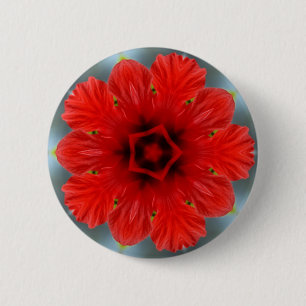Chapa Redonda De 5 Cm Flor Roja