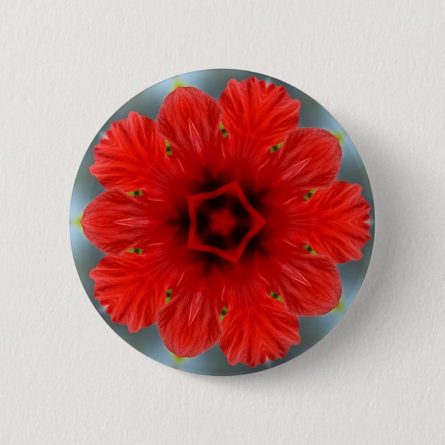 Chapa Redonda De 5 Cm Flor Roja (Anverso)