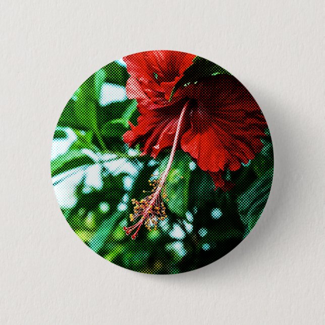 Chapa Redonda De 5 Cm Flor roja hibiscus (Anverso)