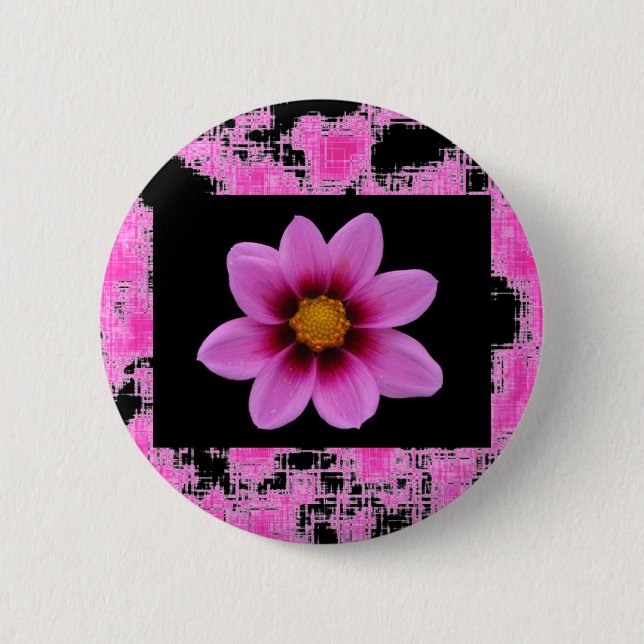 Chapa Redonda De 5 Cm Flor rosa (Anverso)