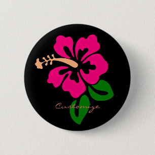 Chapa Redonda De 5 Cm Flor rosada tropical Thunder_Cove del hibisco