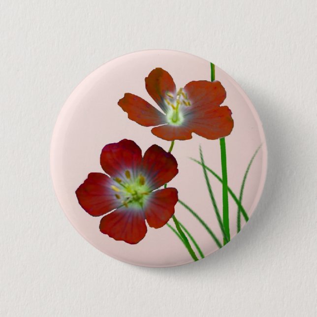 Chapa Redonda De 5 Cm Flor silvestre roja (Anverso)