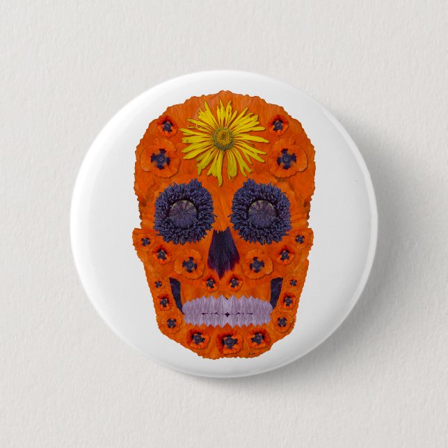 Chapa Redonda De 5 Cm Flor Skull 1 (Anverso)