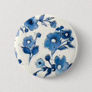 Chapa Redonda De 5 Cm Floraciones azules independientes