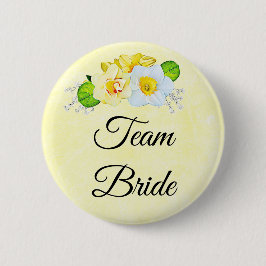Chapa Redonda De 5 Cm Floral amarilla Team Bride
