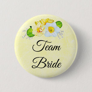 Chapa Redonda De 5 Cm Floral amarilla Team Bride