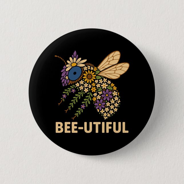 Chapa Redonda De 5 Cm Floral Bee Fusion Bee-Utiful (Anverso)