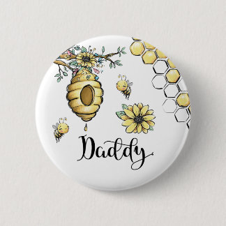 Chapa Redonda De 5 Cm Floral Beehive Honey Sweet Bee Baby Shower Daddy