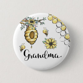 Chapa Redonda De 5 Cm Floral Beehive Honey Sweet Bee Baby Shower Grandma