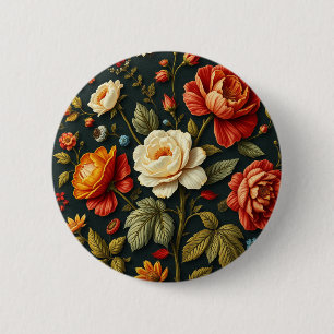 Chapa Redonda De 5 Cm Floral de Art Nouveau - Vida en plena floración