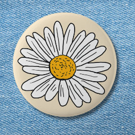Chapa Redonda De 5 Cm Floral de margarita blanca monogramada
