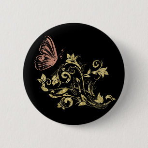 Chapa Redonda De 5 Cm Floral de oro