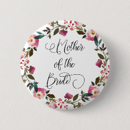 Chapa Redonda De 5 Cm Floral de primavera acuarela madre de la novia