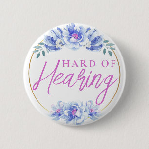 Chapa Redonda De 5 Cm Floral de Rosa salvaje azul femenino dura de oír