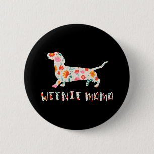 Chapa Redonda De 5 Cm Floral de Weenie Mama Dachshund