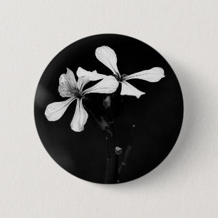 Chapa Redonda De 5 Cm floral en blanco y negro minimalista