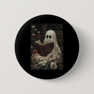 Chapa Redonda De 5 Cm Floral Fantasma libro de lectura Halloween disstum