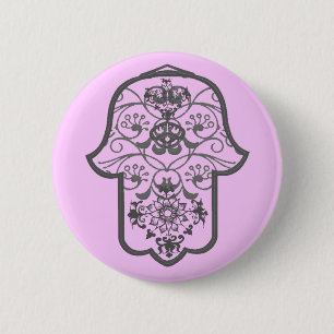 Chapa Redonda De 5 Cm Floral Hamsa