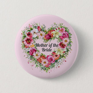 Chapa Redonda De 5 Cm Floral Heart Wreath Personalizado