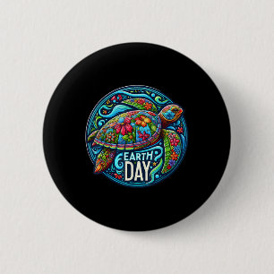 Chapa Redonda De 5 Cm Floral Mar Turtle Earth Day Arte Animal Amor