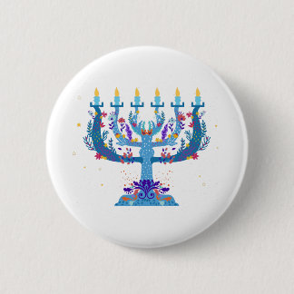 Chapa Redonda De 5 Cm floral menorah hanukkah