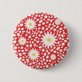 Chapa Redonda De 5 Cm Floral Red Pattern Button