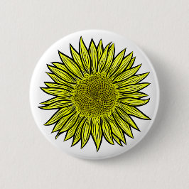 Chapa Redonda De 5 Cm Floral Rústico Amarillo Giro mano de girasol