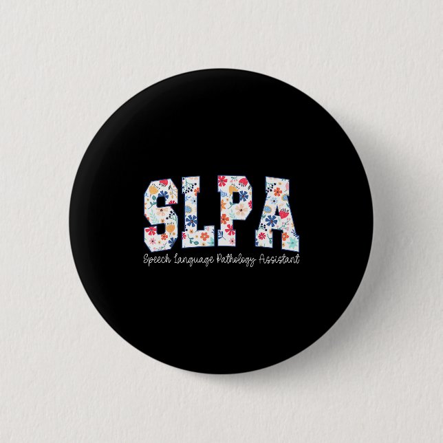 Chapa Redonda De 5 Cm Floral Speech Language Pathology Istant Slpa Appre (Anverso)
